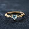 Cute Female Water Blue Zircon Stone Ring Trendy Yellow Gold Color Heart Engagement Bride Wedding  For Women