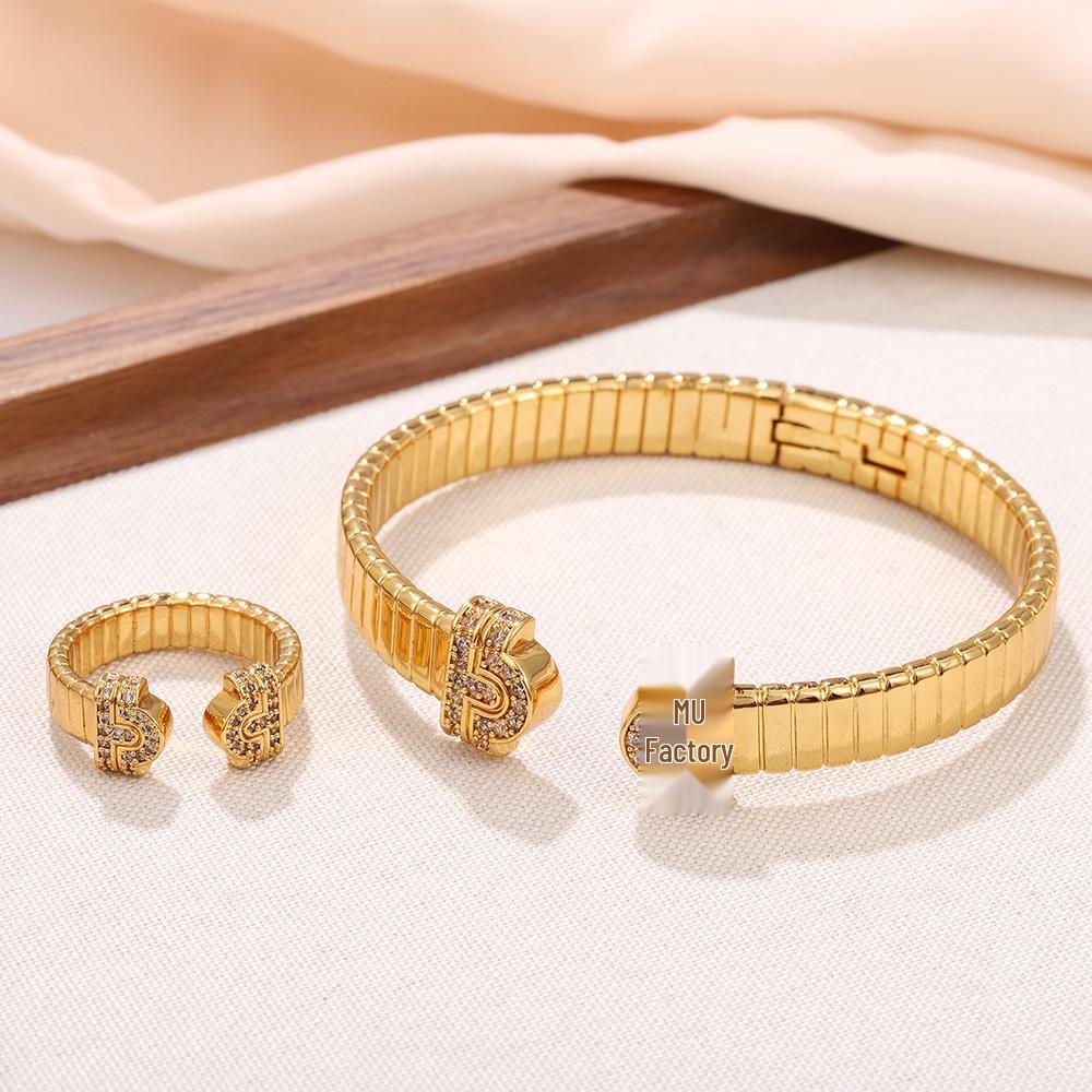 Elegant European-Style Open Design Bracelet Ring: Unique, High-End, Creative Jewelry Accessory