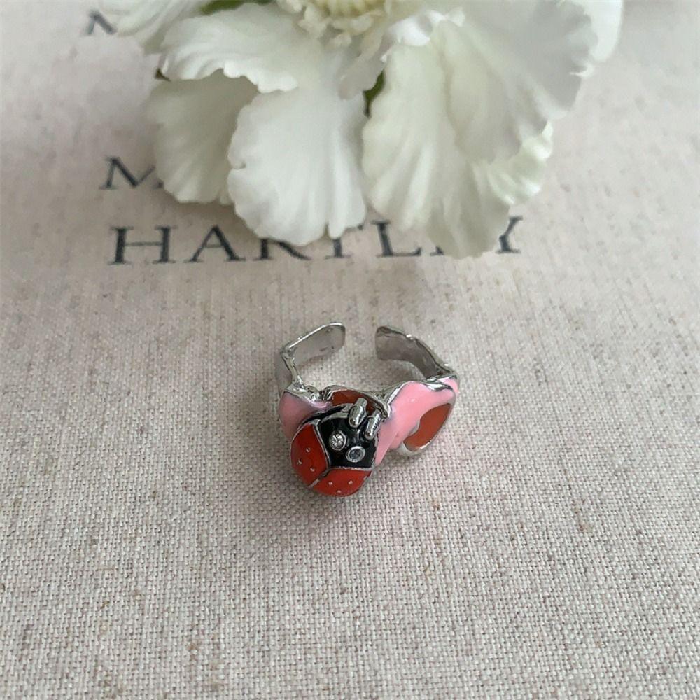 Jewelry Accessories Painting Ring Chinese Style Enamel Flower Ring Insect Drip Oil Ring  Decoration