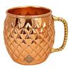 Reines Kupfer Rund geformt Diamant gehämmert Design Moscow Mule Bierkrug Tasse, Am besten für Bier Cocktail Partys, Barzubehör, Volumen-600ML, Set von 6