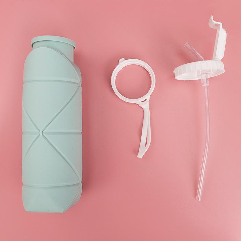 Creative Silicone Folding Cup with Straw Outdoor Sports Kettle Gift Portable Cycling Telescopic Cup New
