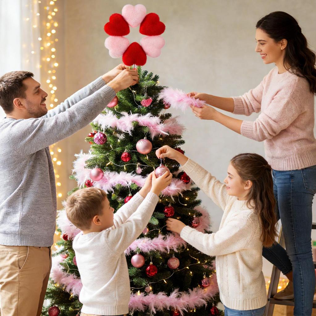 Valentines Day Tree Topper 13.4 Inch Valentines Decor Love-Themed Tree Top Decorations For Couples Desktop Home Living Room