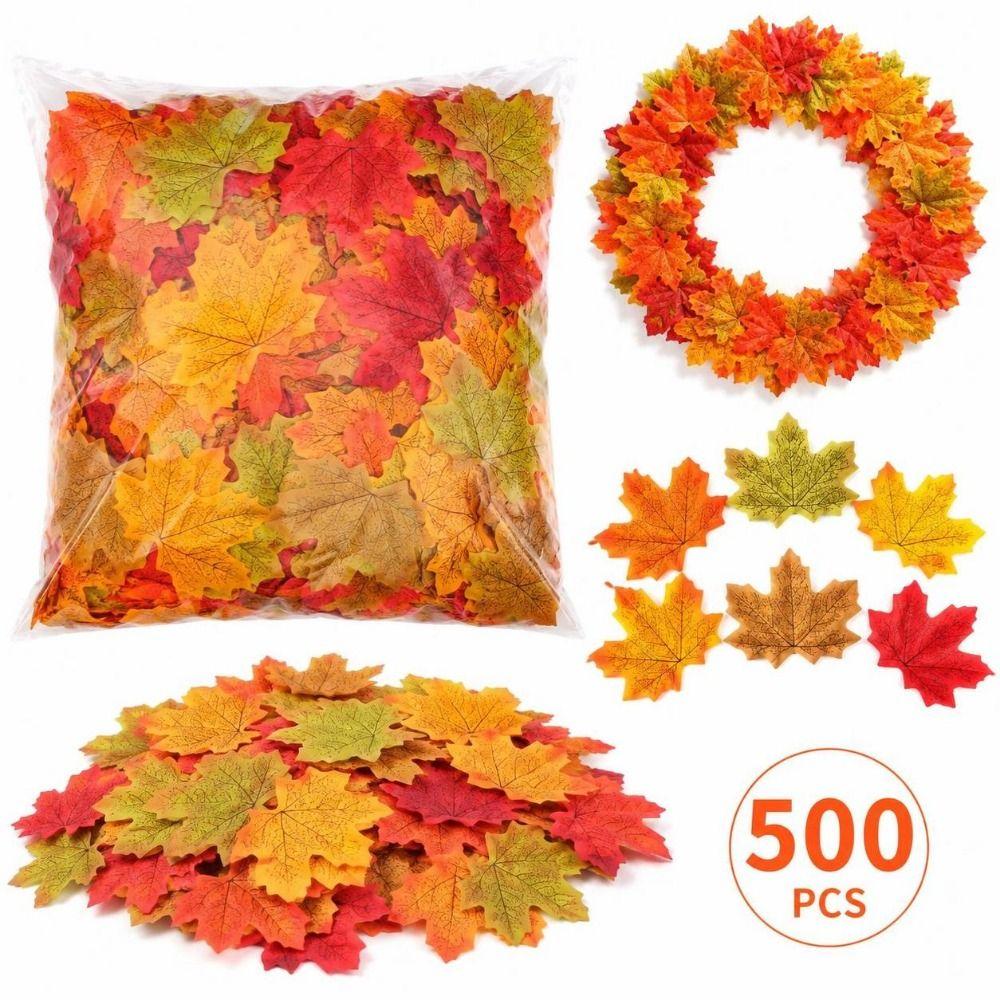 500 PCS Lightweight Design Fake Autumn Leaves 500 Pieces Artificial Fall Leaves Party Table Decor