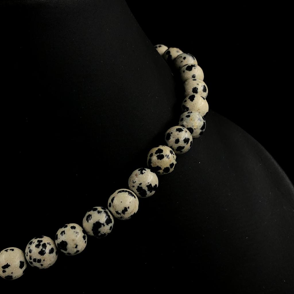 8mm Natural Dalmatian Jasper Gemstone Beads Jewelry Handmade Designer Necklace 17-20" For Birthday Gift 8BN-10
