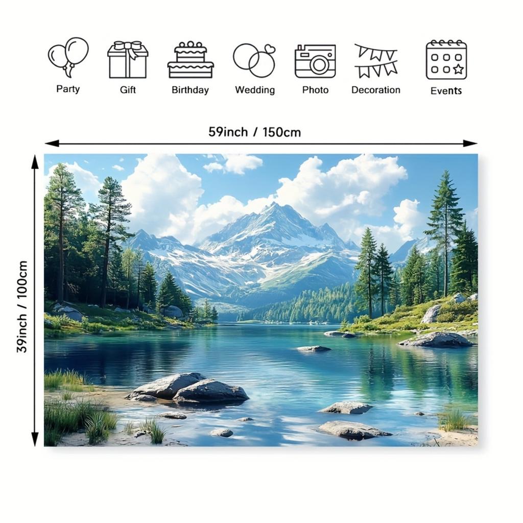 2D Plane 1 Piece of Mountain Forest Background Fabric Suitable for Indoor Parties Weddings Birthdays and Camping Decorations