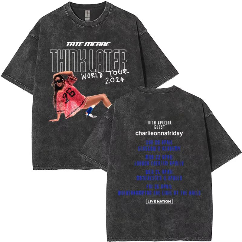 

Washed Singer Tate Mcrae Album So Close To What Miss Possessive World Tour T Shirts Unisex Women Fashion Oversized Tshirts M