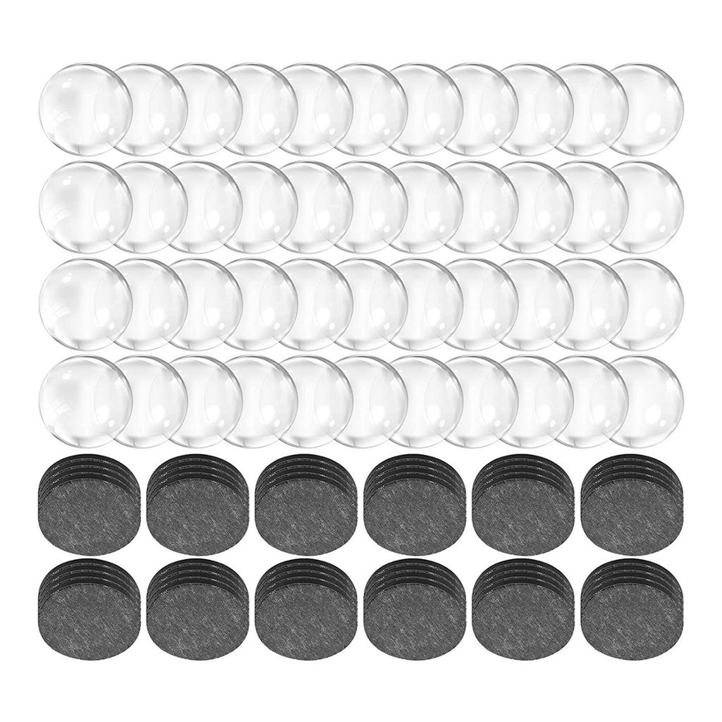48Pcs Clear Glass Cabochons and Craft Magnets 1Inch Round Fridge Magnets with Adhesive Backing for Refrigerator Magnet