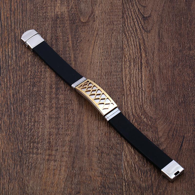 Fashion Stainless Steel Silicone Bracelet Bracelet Men'S Domineering Titanium Steel Silicone Wristband Bracelet