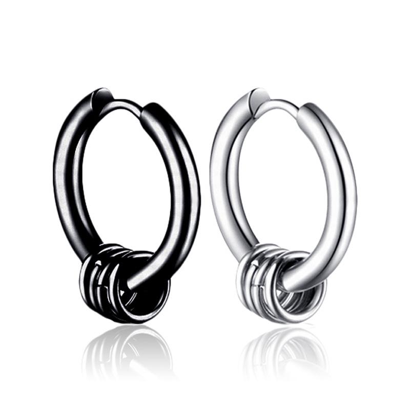 Stainless Steel Huggie Hoop Dangle Earrings Punk Hip Hop Vintage Feather Cross Spike Sword Triangle Drop Earrings for Men Wome