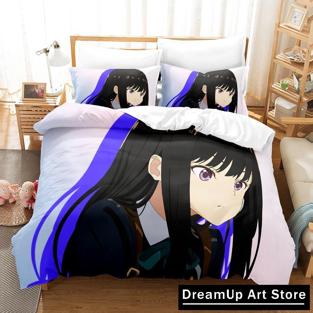 

3D Печать Мода Аниме Lycoris Recoil Постельное Белье Мальчики Девочки Полуторный Двуспальный Полный Размер Пододеяльник Наволочка Кровать Взрослая Спальня EU Single 90x200cm