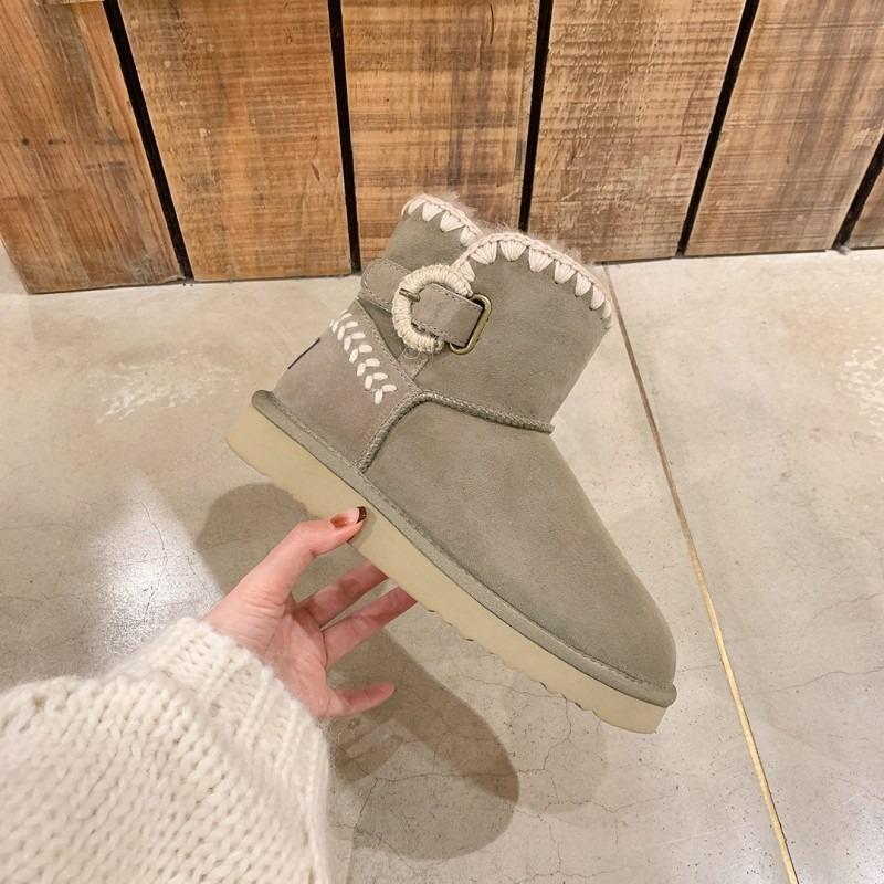 [sheii] Memory of the first snow hand-sewn woven sheepskin fur integrated wool boots women's snow boots winter