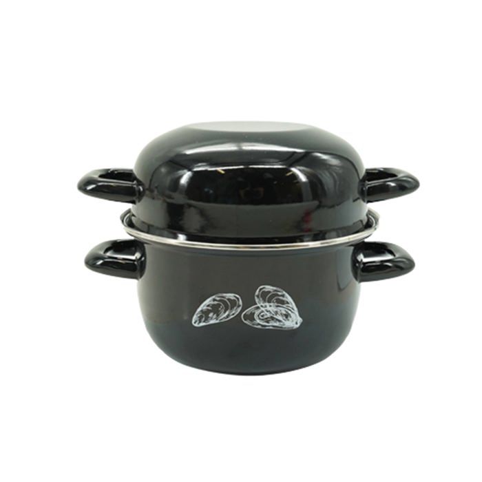 Enameled Mussel Pot - All Stovetops Including Induction - FACKELMANN - 20.5 X 26 X 17.5 Cm - Black