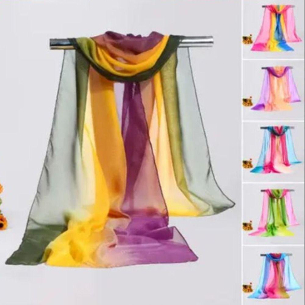 Sunscreen Chiffon Scarf 160*50cm Silk Scarf Fashion Long Wrap Shawl  for Women