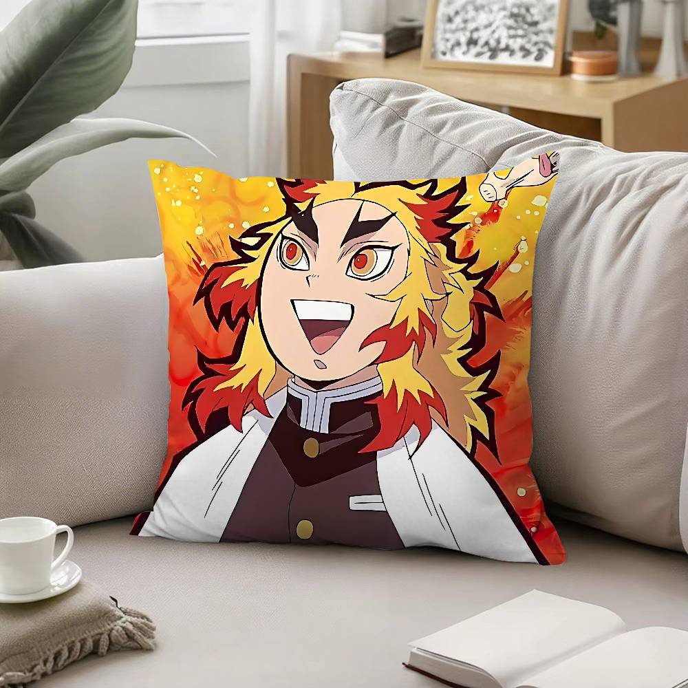 Cool K-kyoujurou Rengoku Pillow Case Cushion Cover Soft Cute Throw Pillow Case For Car Sofa Pillowcase Polyester With Zipper