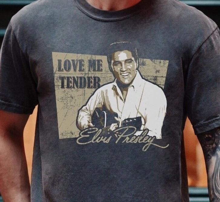 Elvis Presley Love Me Tender T-Shirt on Vintage Black Comfort Colors 1717 Tee S