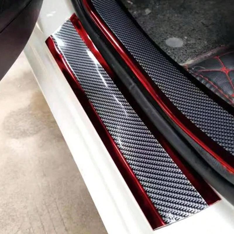Naklejka Antyrysująca na Próg Samochodu i Naklejka Antykolizyjna na Zderzak Samochodu ze Wzorem Włókna Węglowego 5*100cm/1 Rolka