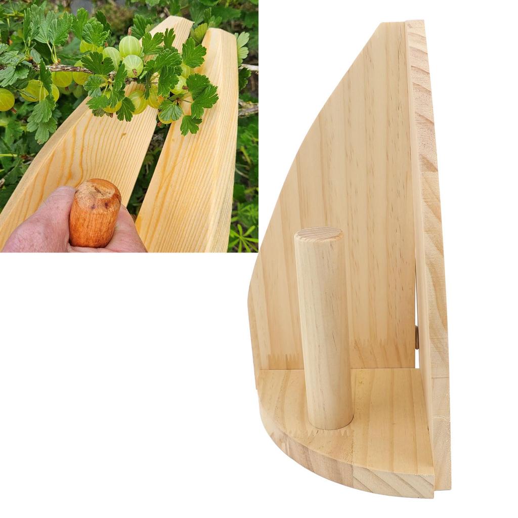 Wooden Berry Picker Gooseberry Harvesting Scoop with Ergonomic Handle for Large Caliber Berries