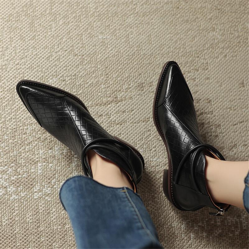 Fashion 2025 Autumn Split Leather Women Boots Pointed Toe Ankle Boots for Women Winter Boots Women Fashion Retro Chelsea Boots Female