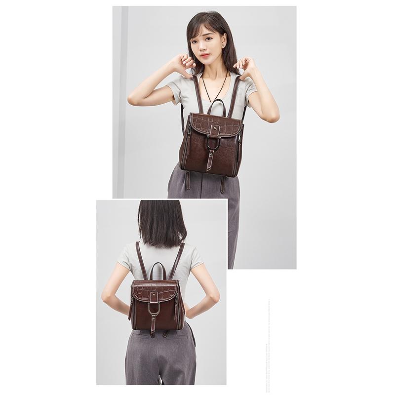 Genuine Cowhide Leather Women Backpacks Casual Ladies Travel Bags Girl's School Bags