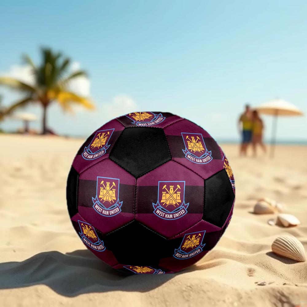 SIZE 5 West Ham United FC Soccer Ball Colorful All Ages Machine Stitched PVC Competition Ready Durable High-Bounce