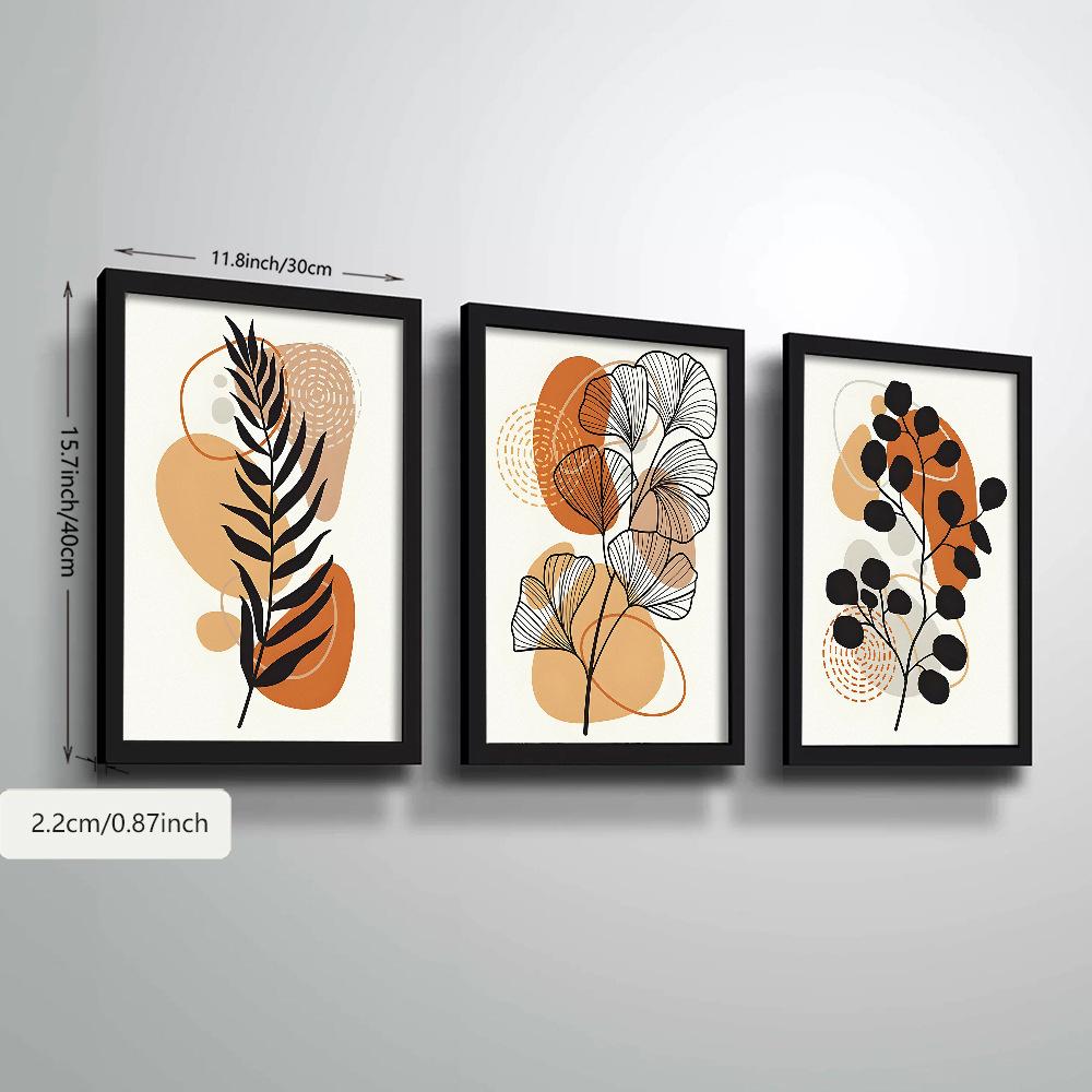3pcs/set Abstract Plant Art Oil Painting Canvas with Wood Frame Draw Wall Decor Home Decorations