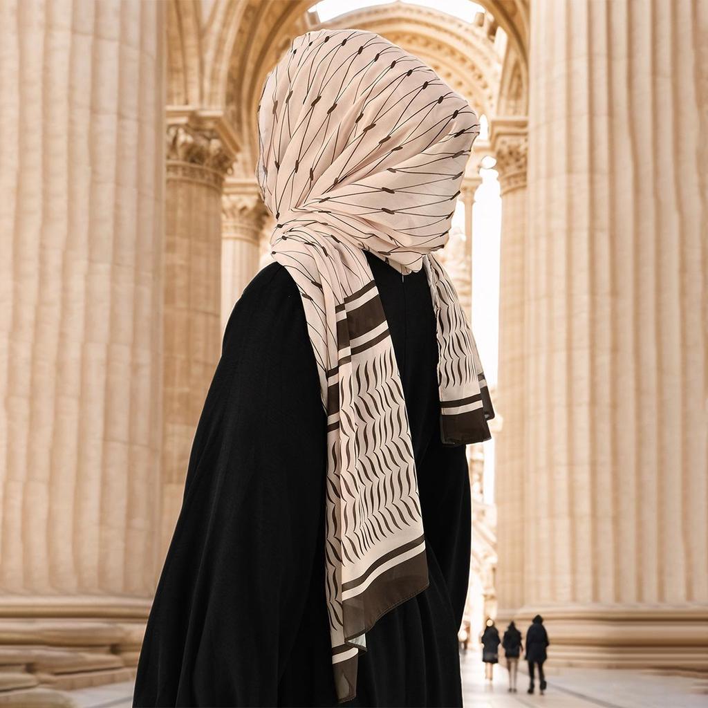 Chiffon Digital Print Versatile Scarf: Fashionable Arabian Headscarf for Muslim Women