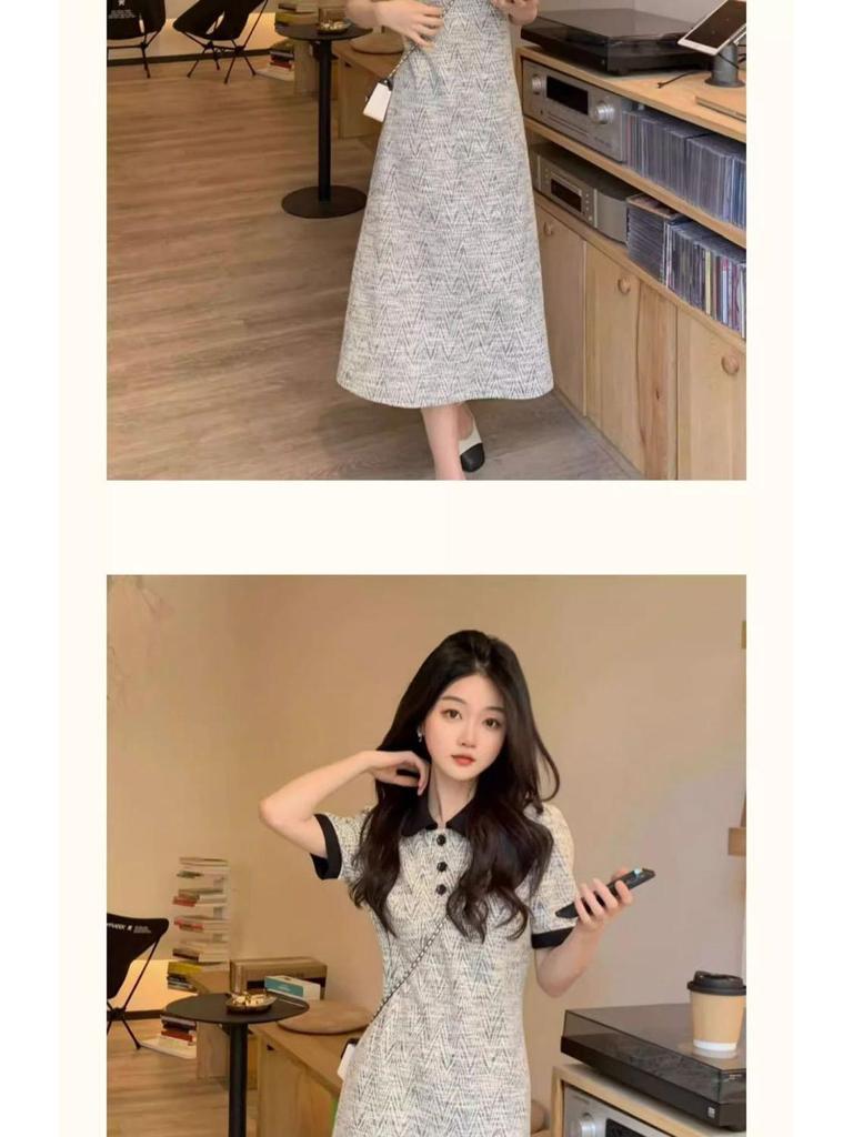 Summer 2026 European Slimming French Style Polo Collar Dress with Elegant Design