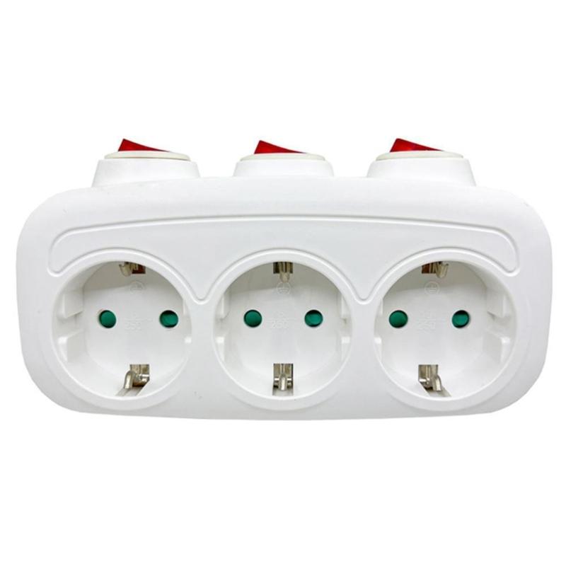 

1 To 3 Conversion Socket With Individual Switches Multi-Contact Plugs Extension Adapter For Safe Power Extension 1