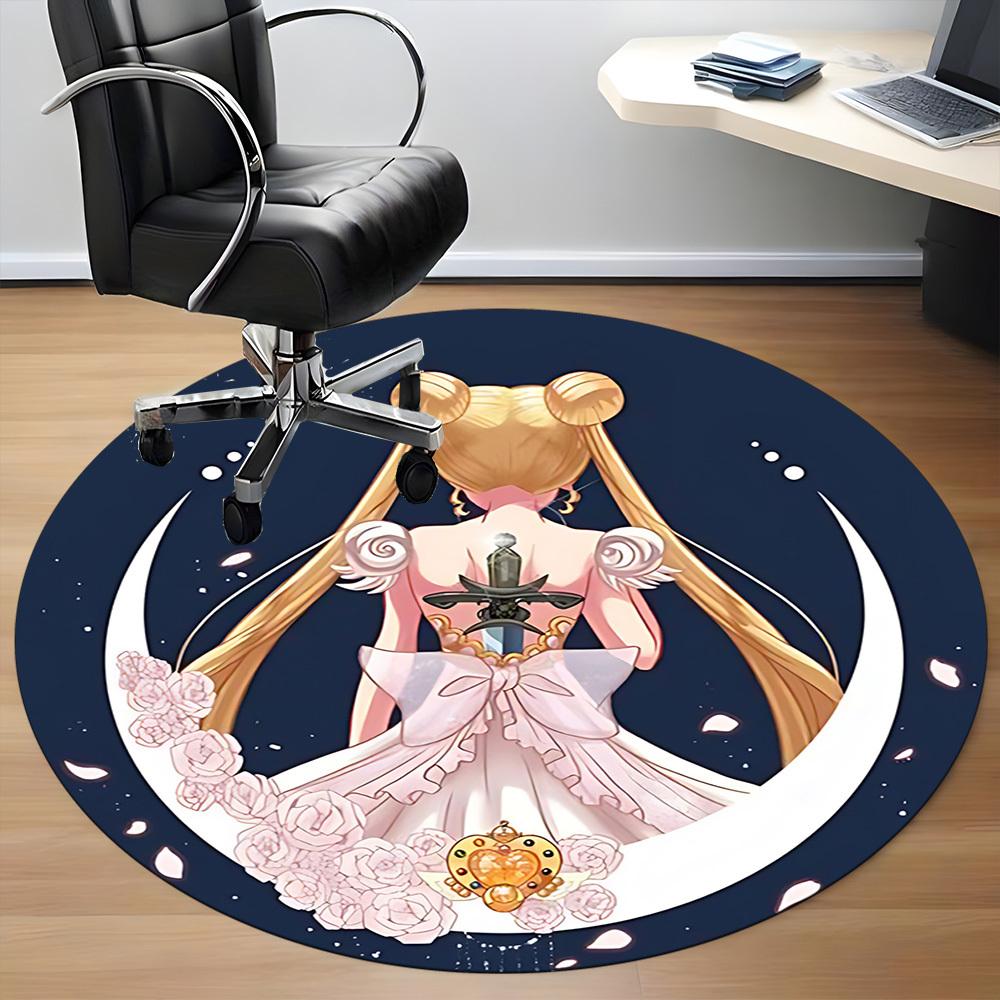 1pc Sailor Moon Office Round Area Rug, Indoor Mat Suitable For Office,Bedroom Living Room Home Decor, Room Deco a0926173