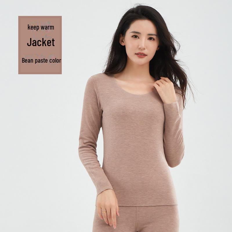 Damskie zimowe aksamitne jedwabne topy termiczne - bezszwowe, pogrubiony kaszmir na jesienne ciepło