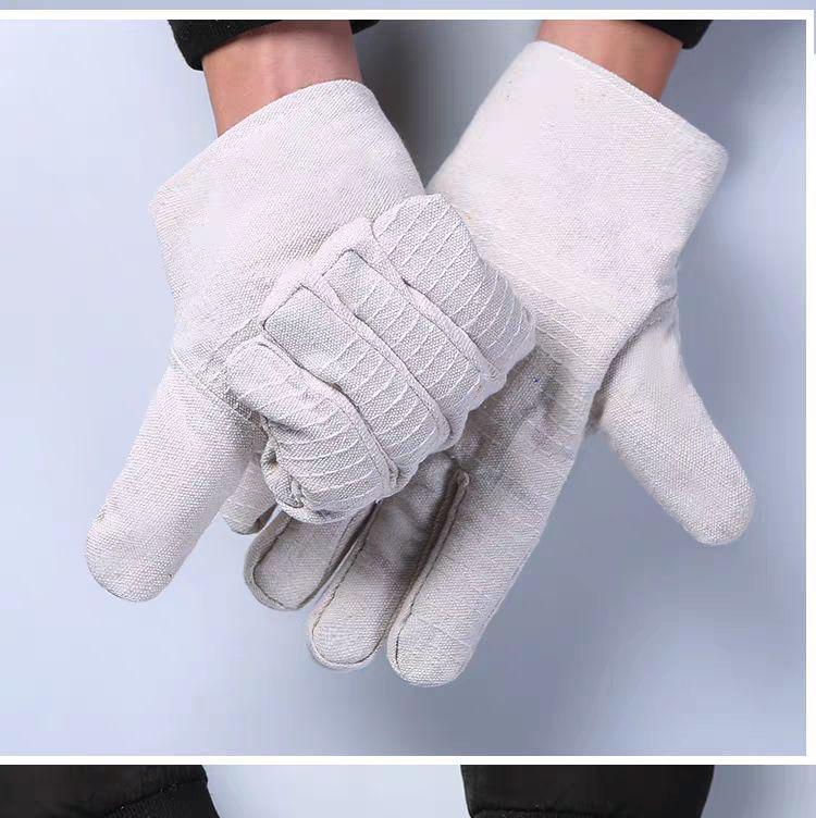 Double-Layer Canvas Gloves, 24-Thread, Wear-Resistant, Lined for Mechanical and Welding Protection