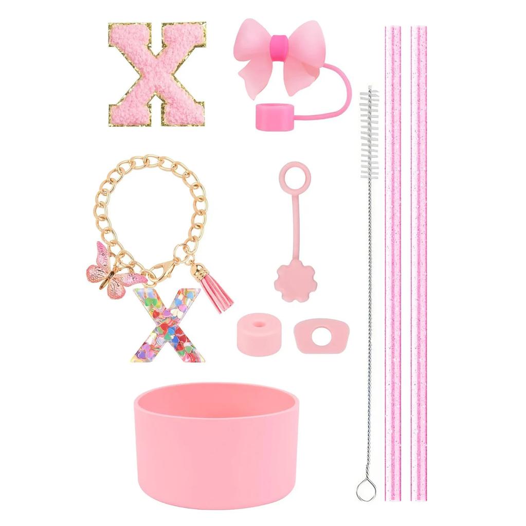 10pcs Cup Accessories Set for Stanley 30oz 40oz Tumbler Straw Cover Cap Boot Spill Proof Stopper Letter Keychain Charm Sticker