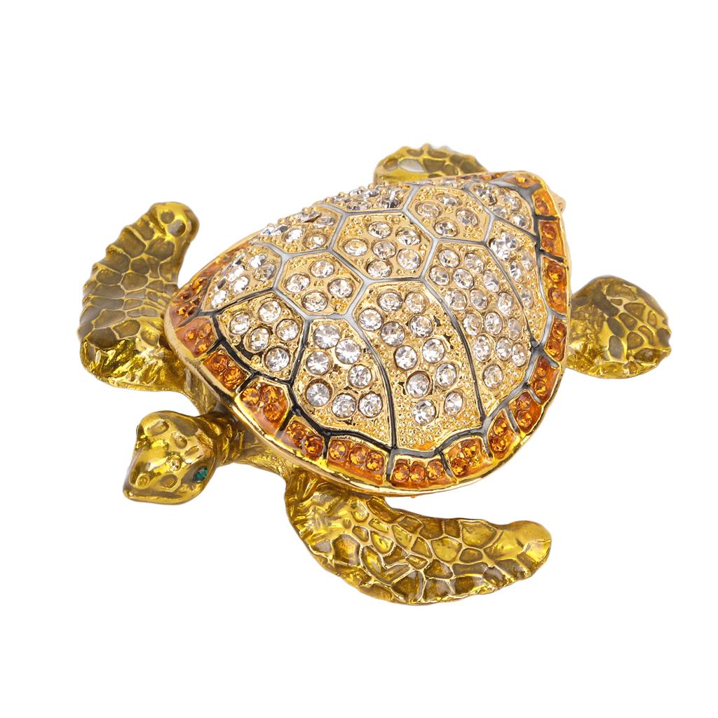 Turtle Trinket Jewelry Box Sparkling Rhinestones Magnetic Buckle Tortoise Figurines Collectible for