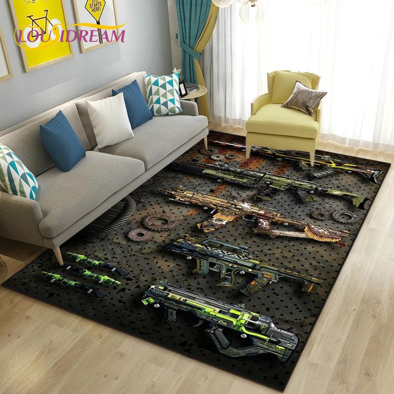 3D Assault Rifle Pistol Revolver Gun Area Rug,Carpet Rug for Living Room Bedroom Sofa Doormat Decor,Kid Play Non-slip Floor Mat