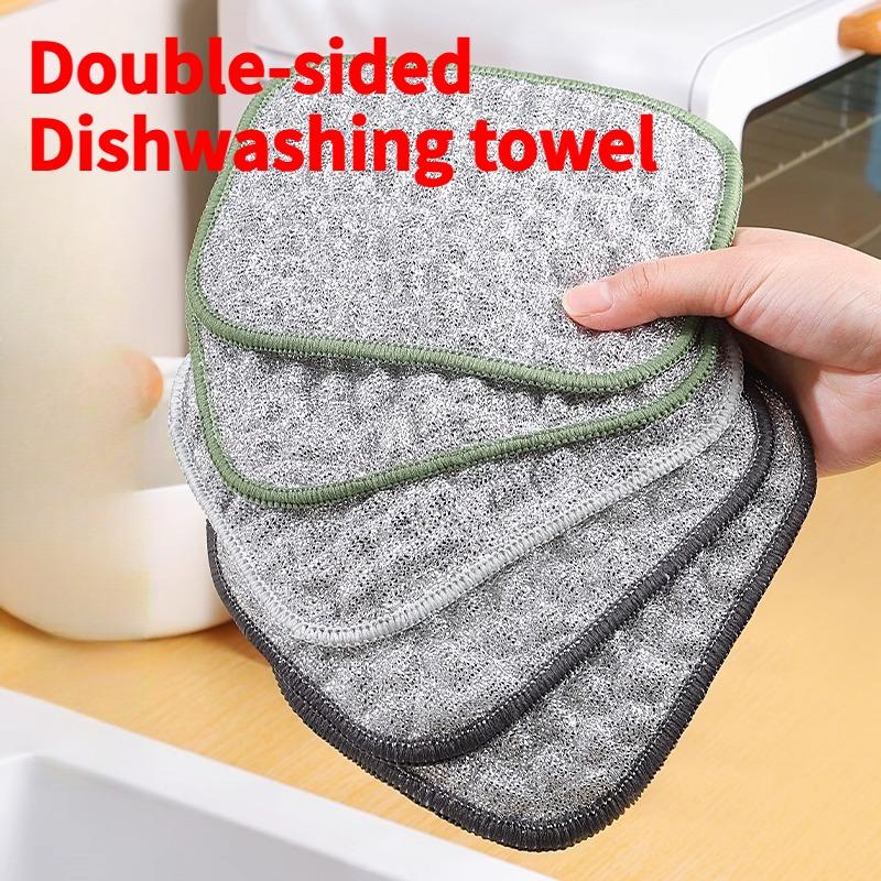 3Pcs New Generation Kitchen Cleaning Cloth Double-sided Silver Silk Cotton Thread Cleaning Cloth Dishcloth Cleaning Pad