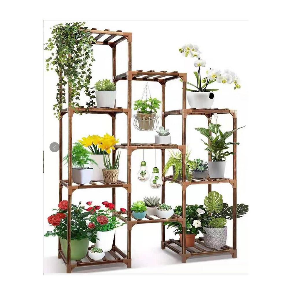 INS Antiseptic Wood Plant Stand: Movable Flower & Succulent Rack for Indoor/Outdoor Use