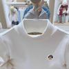 Kids' Long-Sleeve Cotton T-Shirt - Korean Style, Semi-High Collar, Spring/Autumn Wear