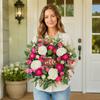 Corona de Flores Artificiales de Primavera 3D de 50 cm con Elementos Florales Mixtos y Vegetación para Pantalla Estacional en Interiores y Exteriores del Hogar