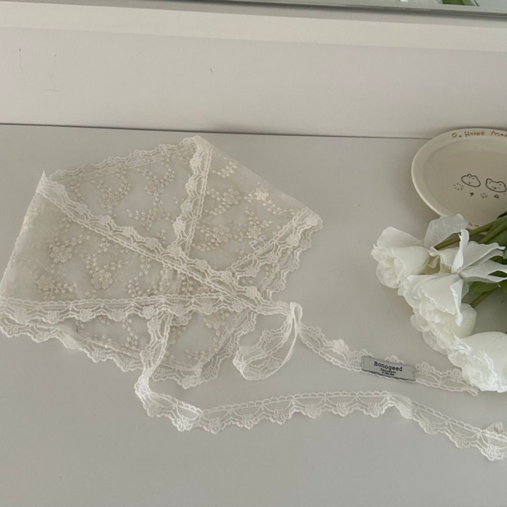 Floral Printed Lace Triangle Scarf Ethnic Style Embroidered Flower Scarves Lace Headband  Travel