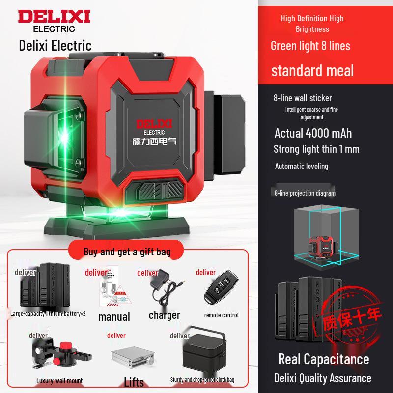 Delixi 12-Point High-Precision Green Laser Level for Outdoor Use