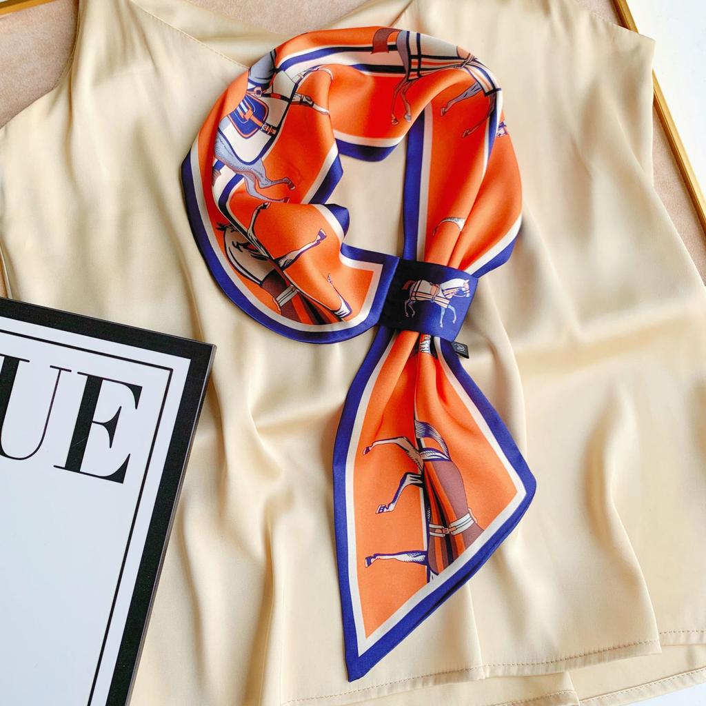 Longue petite écharpe en soie, écharpe haut de gamme, sac de reliure, écharpe de chemise assortie polyvalente