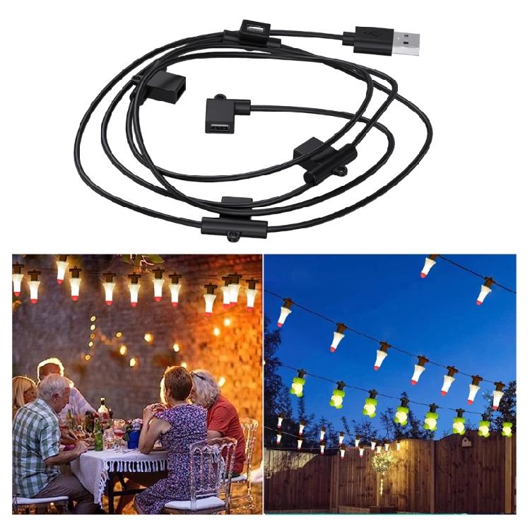 USB Power Cord 240cm 5 Port Splitter For LED Strips Desk Fan Security Cameras 5V Charging