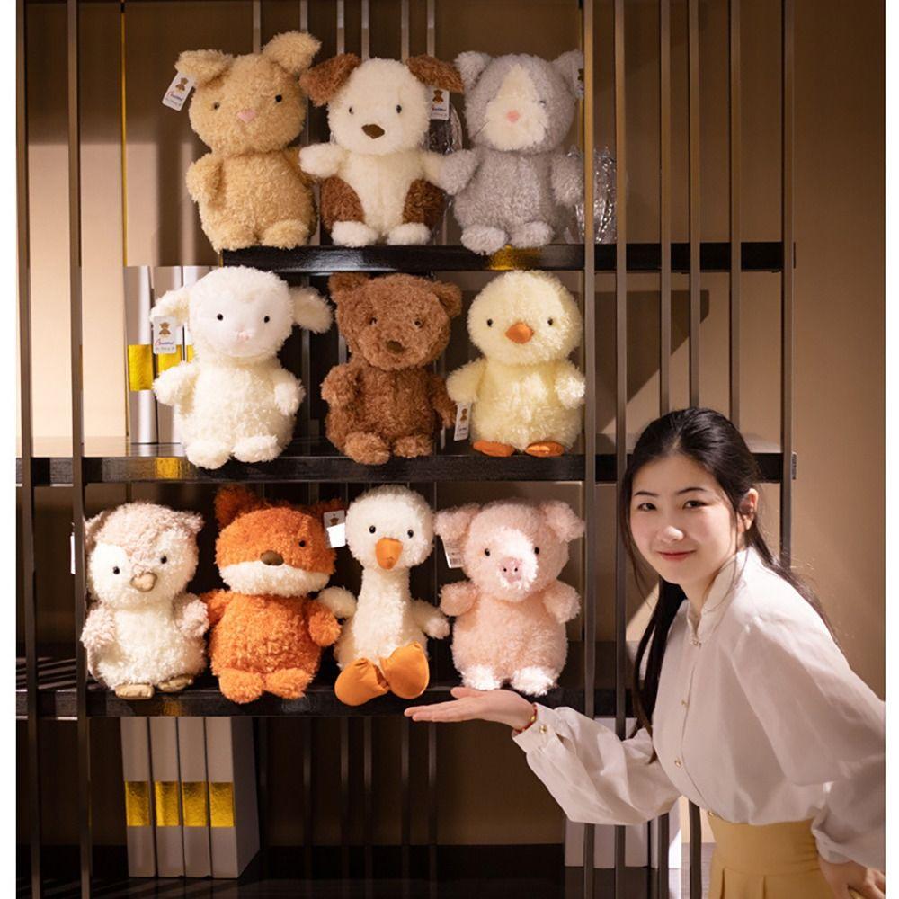 Soft Furry Plush Toys Kawaii Cute Fox Owl Pig Lamb Chick Duck Stuffed Animals Toys PP Cotton Plushies Dolls Gifts Children