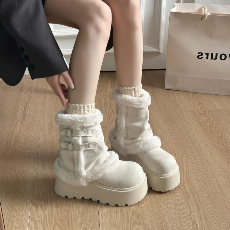 Maillard retro thick-soled plush thickened pile snow boots women's winter new warm outer wear Mao Mao cotton shoes
