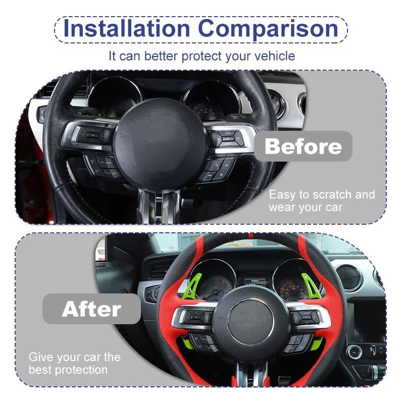 Car Shift Paddles Decorative Cover Stickers Fit For Ford Mustang 2015 Up Aluminum Alloy Interior Accessories