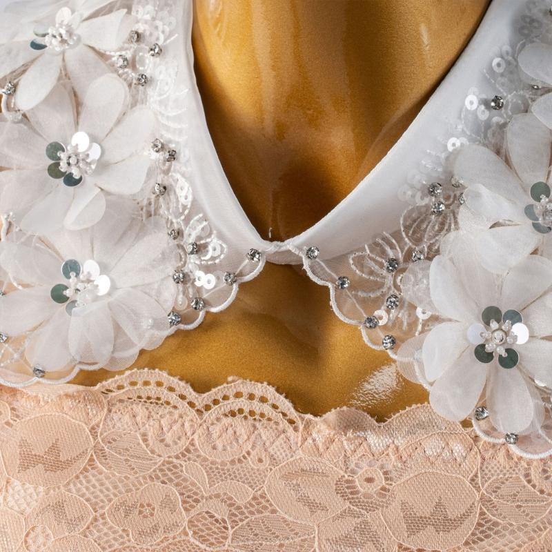 Lace Flower Detachable Collar With Beadwork Sequined Elegant Faux Collar Neck Accessory For Women Girl Daily Outfit
