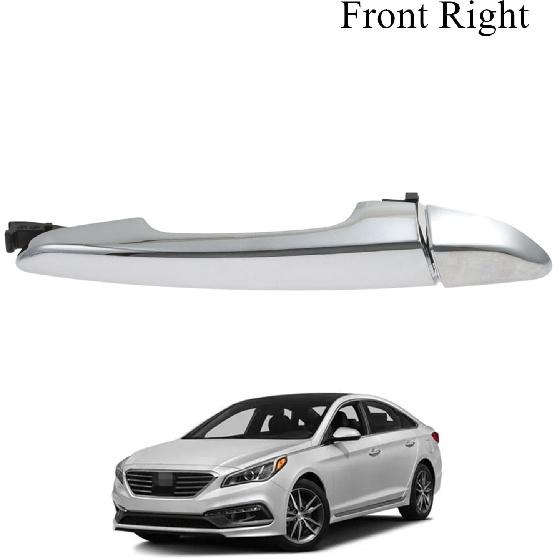 Chrome Front Passenger Right Side Door Handles with Cap Assembly with Key Hole Rh Compatible with Hyundai Sonata 2015-2019 Replace 82661C1110,