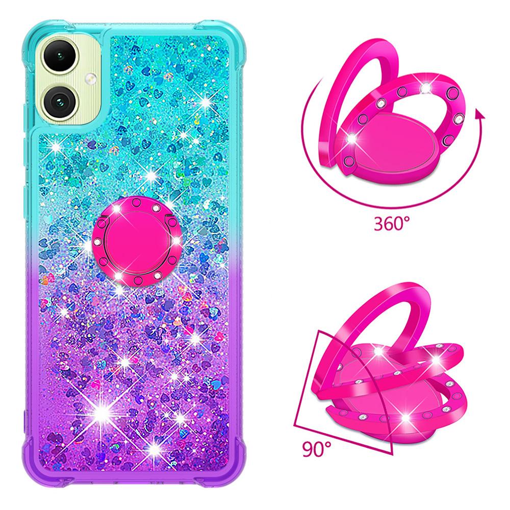 

For Samsung Galaxy A06 4G TPU Case with Kickstand Gradiant Quicksand Shockproof Cover Sky Blue+Purple