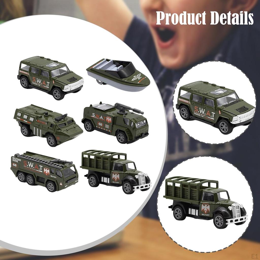 6 Pcs Pull Back And Move Alloy Vehicles, 2.7-3.2 Inch, Crash Resistant, Some Movable Joints,