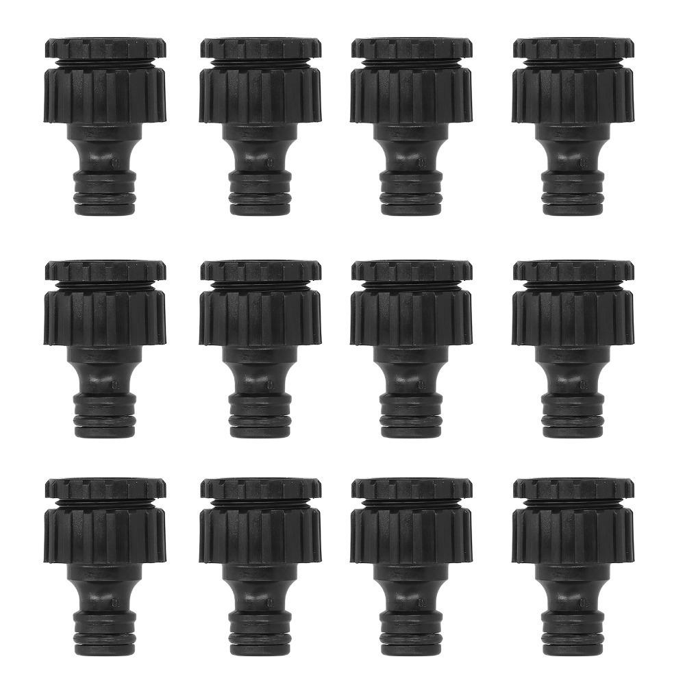 12PCS G1/2 or G3/4 Male Thread Garden Hose Adapter Easy Install Black Quick Connect Fittings Reusable Hose Connector Fittings чёрный